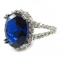 Princess Sapphire Oval Crystal Stone CZ Ring